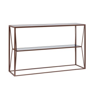 Console en metal marron et double plateau en verre l120 theia