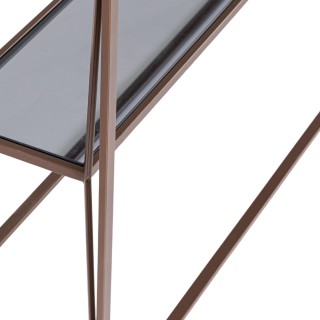 Console en métal marron et double plateau en verre L120 THEIA - HELLIN