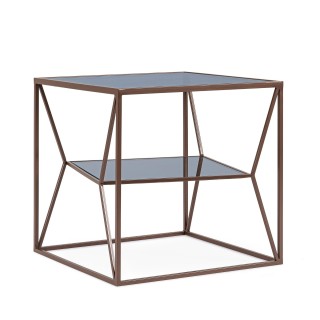 Bout de canape carre en metal marron et verre l45 theia