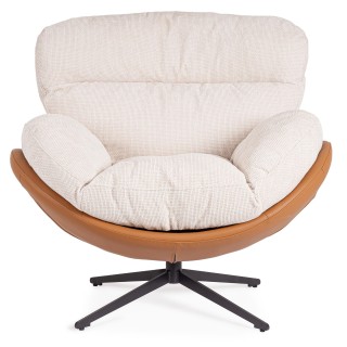 Fauteuil relax pivotant tissusimili ecrucognac nino