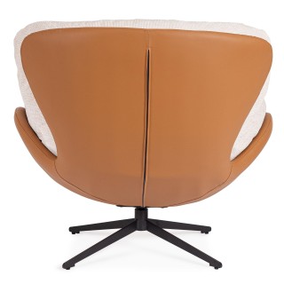 Fauteuil relax pivotant tissu/simili écru/cognac NINO - HELLIN