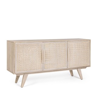 Buffet bas en bois de manguier blanchi 3 portes shanna