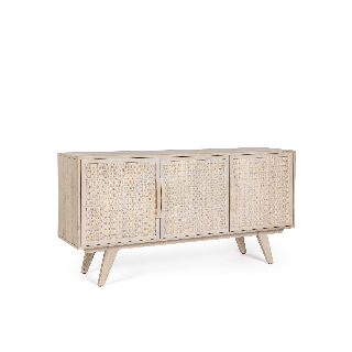 Buffet bas en bois de manguier blanchi 3 portes SHANNA - HELLIN