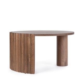 Table basse ronde en manguier brun contemporaine d80 agra