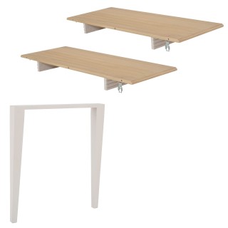 Lot de 2 allonges boisgrege table ronde d105 pieds fuseau victoria