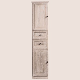 Colonne de salle de bain en chêne blanchi, 2 portes 2 tiroirs - Hellin