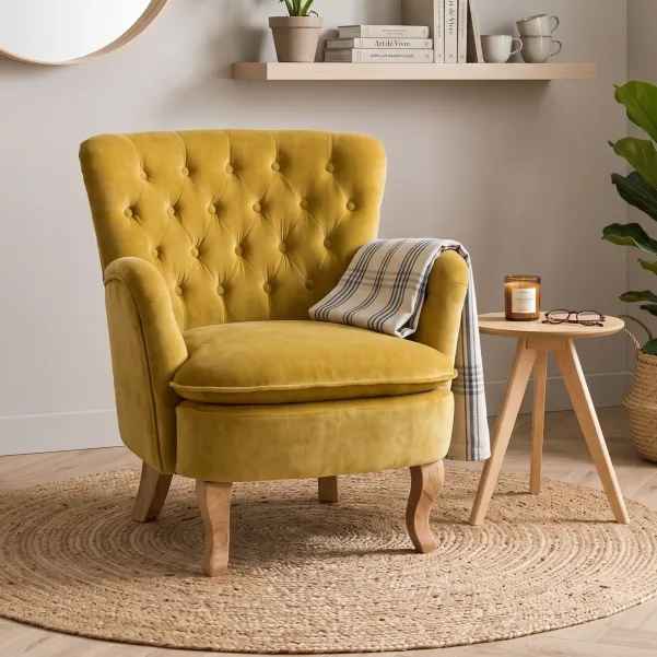 Fauteuil en bois et tissu SHERLOCK - Hellin