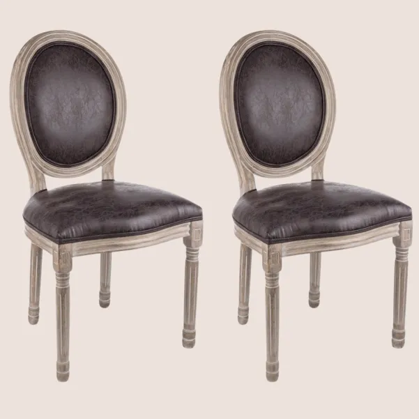 Chaise baroque en bois et tissu : 2 coloris | Hellin