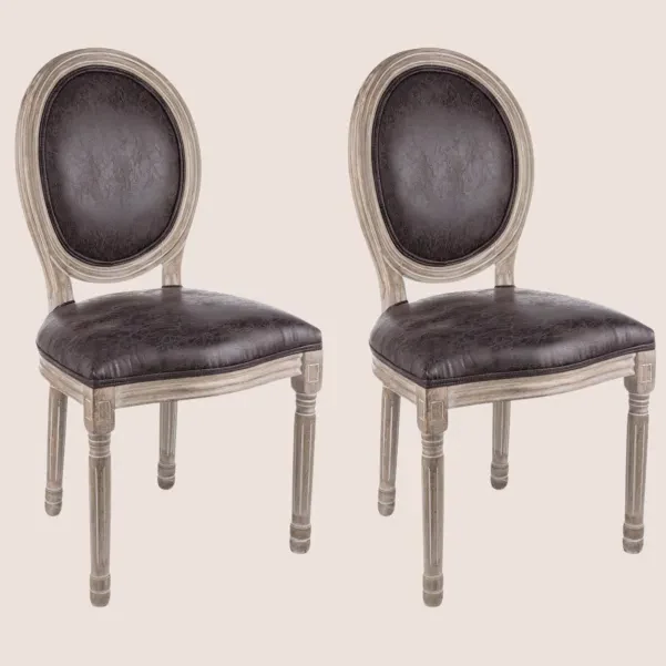 Chaise baroque en bois et tissu : 2 coloris | Hellin