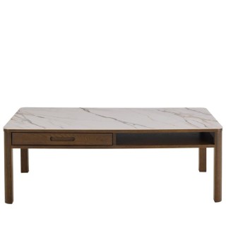Table basse rectangulaire en ceramique et chêne fume l130 simone