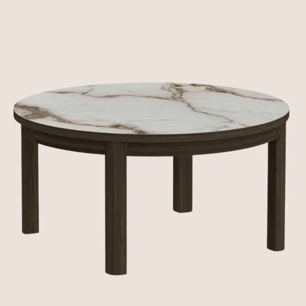 Table basse ronde en céramique et chêne fumé D90 SIMONE - HELLIN