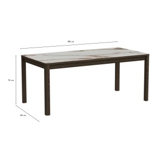 Table rectangulaire en céramique et chêne fumé L180 6 places SIMONE - HELLIN