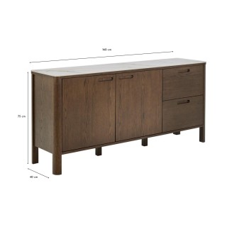 Buffet de salle à manger chêne fumé et céramique L160 SIMONE - HELLIN