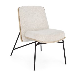 Fauteuil contemporain en bois et tissu bouclette emerick