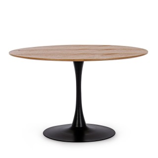 Table a manger ronde tulipe en metal noir l120 4 places blossom
