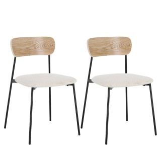 Chaises design en metalbois et bouclette ivoire lot de 2 emy