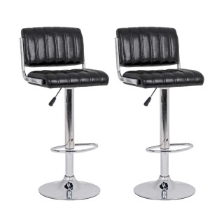 Tabourets de bar reglables chromes et simili noir lot de 2 eddie