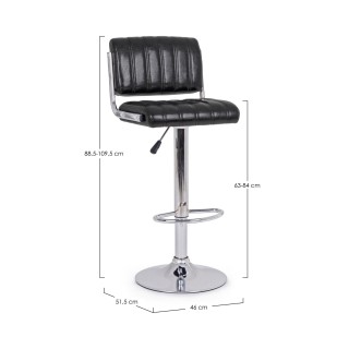 Tabourets de bar réglables chromés et simili noir (lot de 2) EDDIE - HELLIN