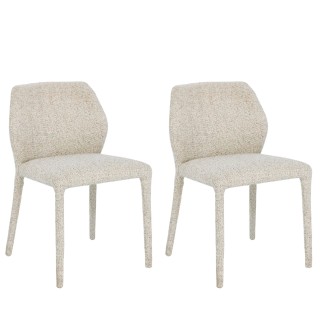 Chaises de salle a manger en tissu mouchete beige lot de 2 lily