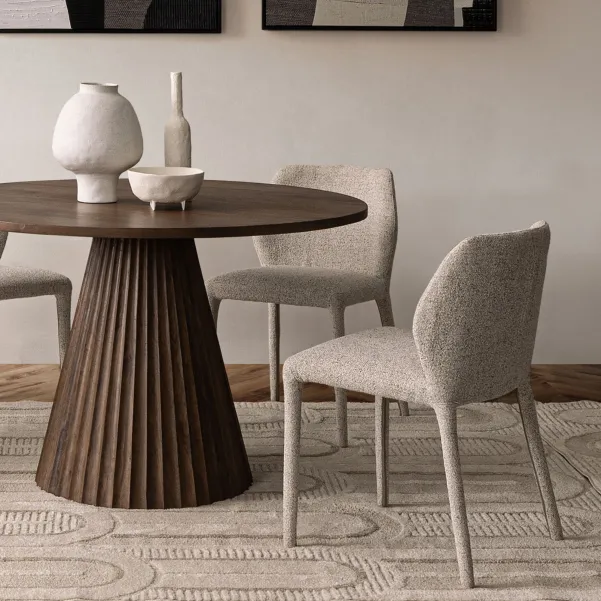 Chaises de salle à manger en tissu moucheté beige (lot de 2) LILY - HELLIN