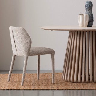 Chaises de salle à manger en tissu moucheté beige (lot de 2) LILY - HELLIN