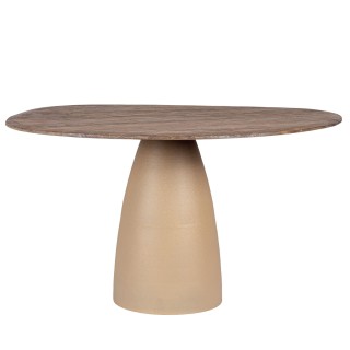 Table organique en manguier et metal creme 6 places l140 shiva