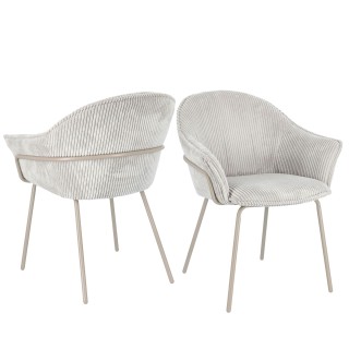 Chaises de salle a manger a accoudoirs en velours gris lot de 2 lia