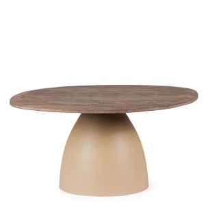 Table basse organique en manguier et metal creme l86 shiva