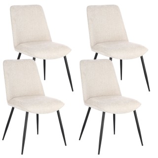 Chaises de salle a manger en tissu beige lot de 4 corine