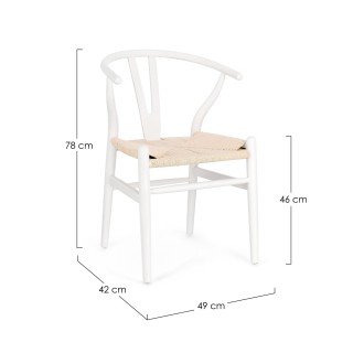 Chaise de salle à manger en bois blanc et assise tressée KEA - HELLIN