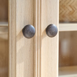 Buffet vaisselier en chêne blanchi 2 portes vitrées 2 tiroirs 2 portes bois VICTORIA - HELLIN