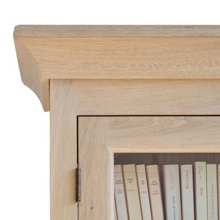 Buffet vaisselier en chêne blanchi 4 portes vitrées 4 tiroirs 4 portes bois VICTORIA - HELLIN