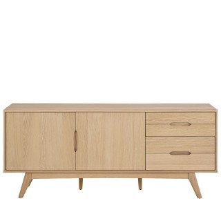 Buffet en bois blanchi 2 portes 4 tiroirs l180 martine