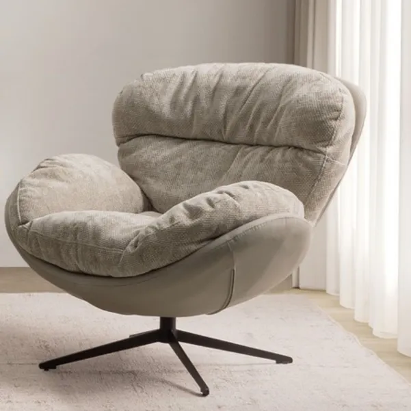 Fauteuil relax pivotant tissu/simili gris/taupe NINO - HELLIN