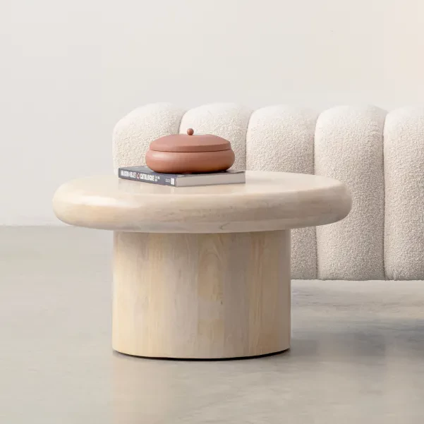 Table basse de salon ronde en bois de manguier D60 JUAREZ - HELLIN