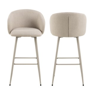 Tabourets de bar avec accoudoirs en tissu beige lot de 2 blair