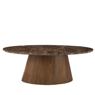 Table a manger ovale bois et marbre marron l210 10 places rotterdam