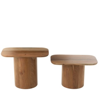 Table basses gigognes rectangulaires en acacia set de 2 catia