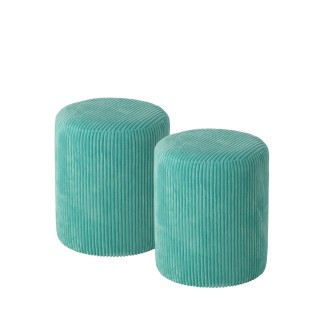 Poufs tabourets ronds en velours côtelé (lot de 2) CHARLISE - HELLIN