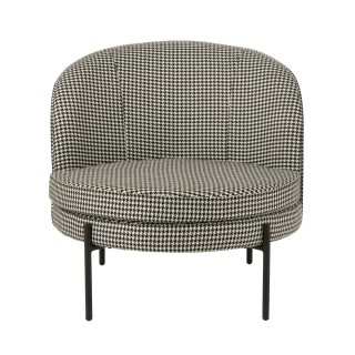 Fauteuil rond en tissu pied-de-poule noir et blanc POULEA - HELLIN