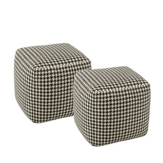 Poufs carres en tissu pied de poule noir et blanc lot de 2 poulea