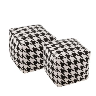 Poufs carres pied de poule large noir et blanc lot de 2 poulea