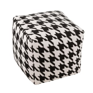 Poufs carrés pied-de-poule large noir et blanc (lot de 2) POULEA - HELLIN