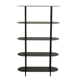 Étagère bibliotheque en metal noir 5 tablettes ovalo