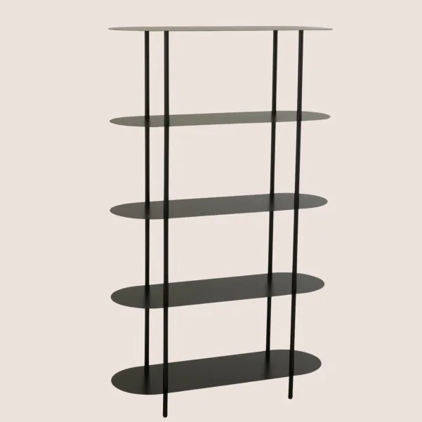 Etagère bibliothèque en métal noir 5 tablettes OVALO - HELLIN