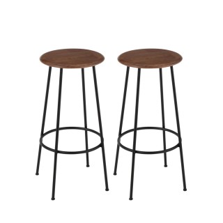 Tabourets de bar en bois et metal style industriel lot de 2 varny