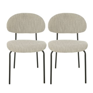 Chaises de salle a manger design en tissu beige lot de 2 arko