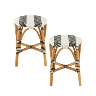 Tabourets parisiens avec assise tressée rayures (lot de 2) MONTMARTRE - HELLIN