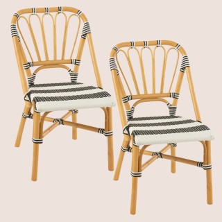 Chaises parisiennes tressées rayures (lot de 2) MONTMARTRE - HELLIN
