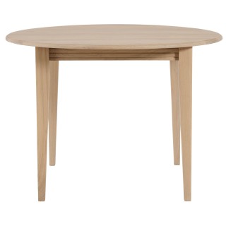 Table ronde extensible chêne blanchi 4/6 places D115 pieds fuseau avec 1 allonge VICTORIA - HELLIN